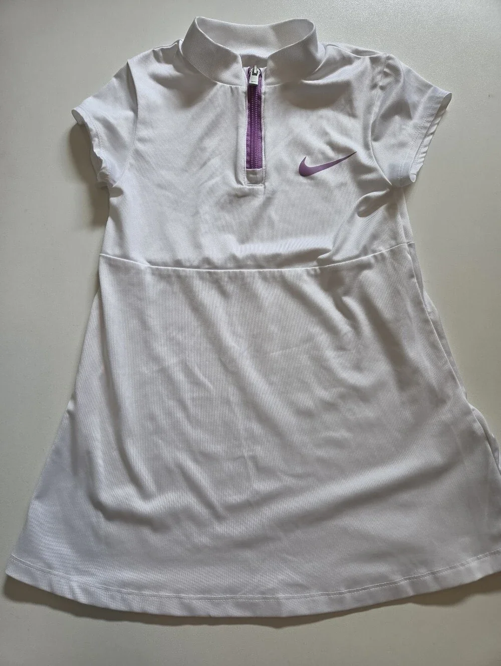 Nike Girls Short-Sleeve with Purple Zip & Swoosh